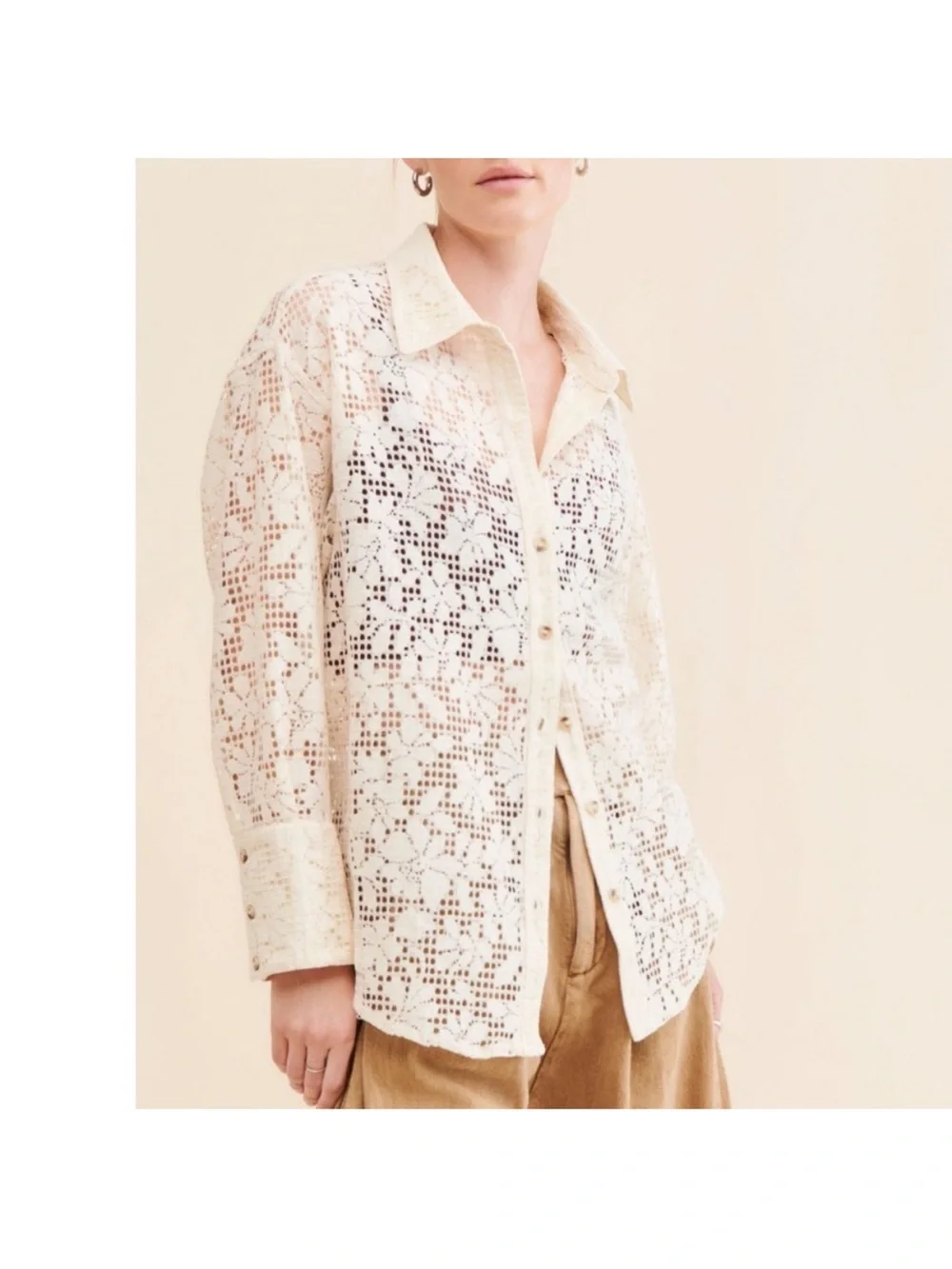 Free People In Your Dreams Lace Buttondown White M